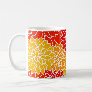 Mug dahlias orange et rouge