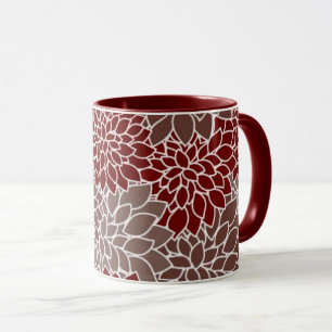 Mug Dahlias rouges et argentés