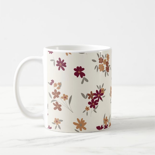 Mug Dainty Gold Maroon motif floral (Gauche)