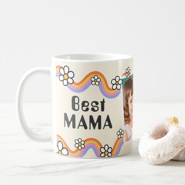 Mug Daisy Boho Arc-en-ciel Photo Meilleure MAMAN Groov (Avec donut)