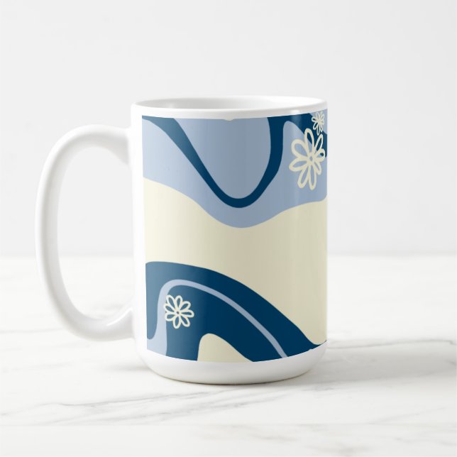 Mug Daisy Groove - Bleu foncé, Bleu clair et crème (Gauche)
