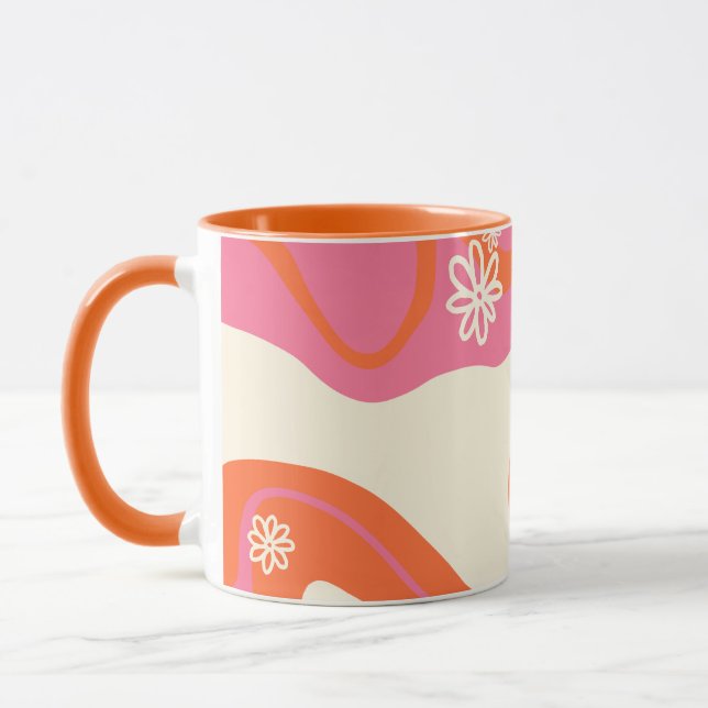 Mug Daisy Groove - Rose, orange et crème (Gauche)