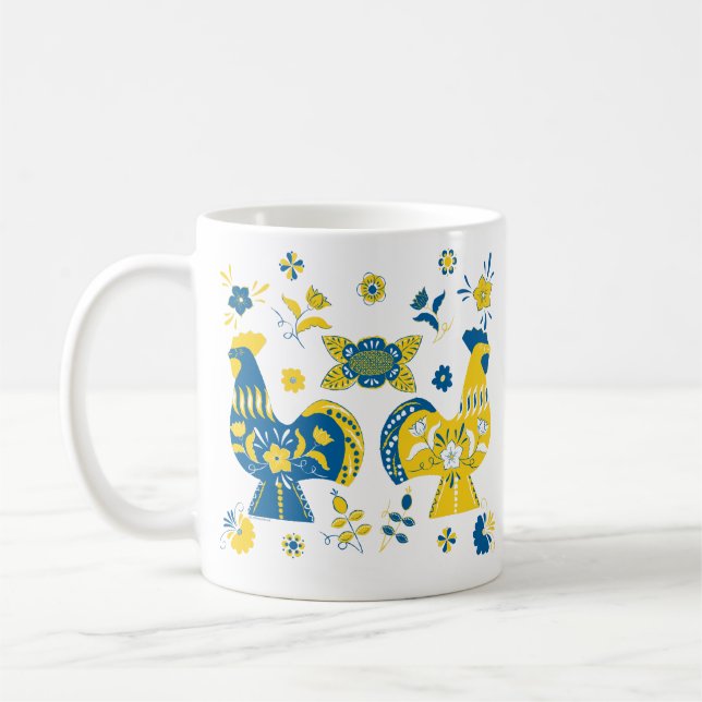 Mug Dala populaire suédoise Rooster l bleu et jaune (Gauche)