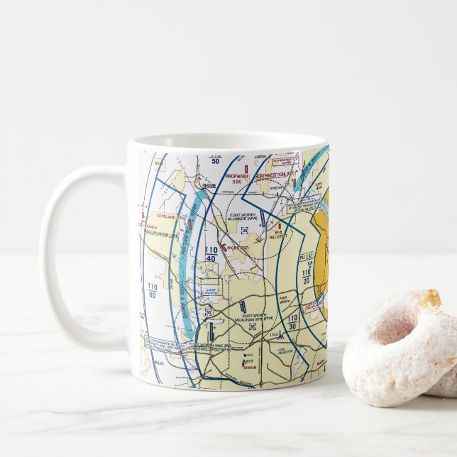 Mug Dallas - Ft. Graphique d'itinéraire (Avec donut)