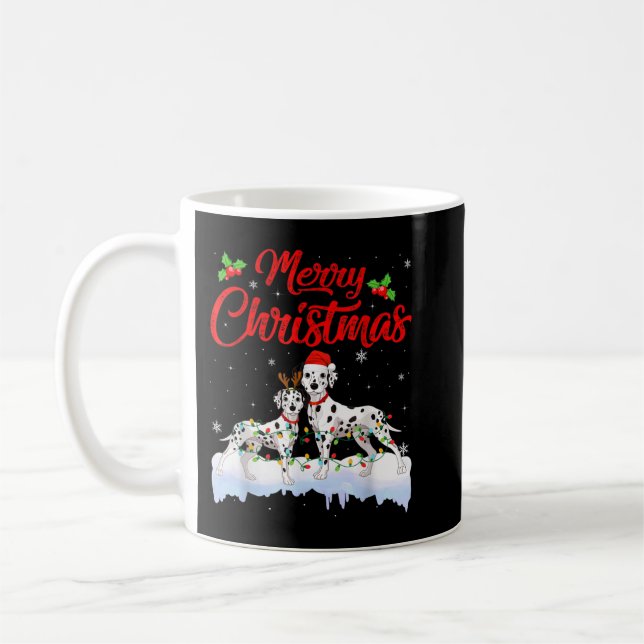 Mug Dalmatian Dog Christmas Lights Funny Hat Santa Xma (Gauche)