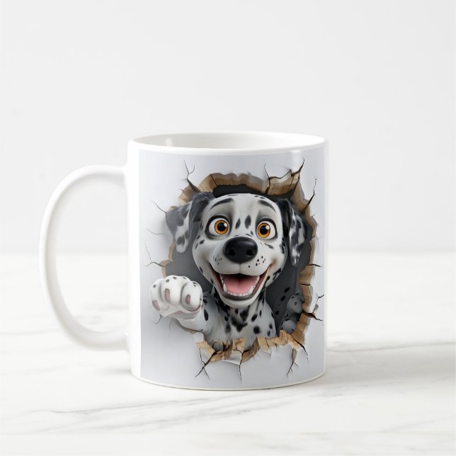 Mug Dalmatien de dessin animé 3D faisant joyeusement i (Gauche)