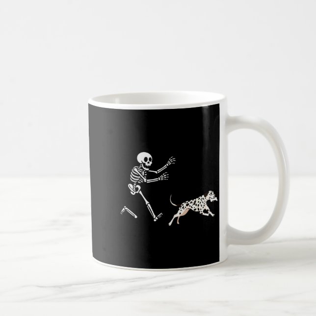 Mug Dalmatien drôle squelette courant Halloween  (Droite)