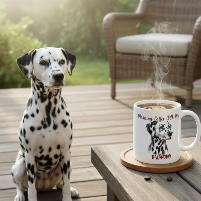 Mug Dalmatien Personnalisé Noir sur Fond Blanc (Créateur téléchargé)