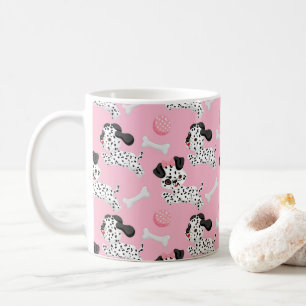 Mug Dalmatiens Chiots Taches Noires Jouet Balle Rose B