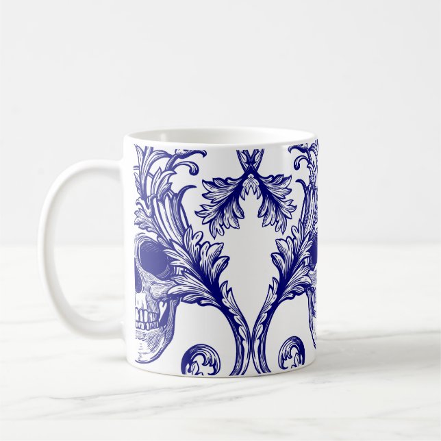 Mug damas bohème, ornement sans couture du crâne. (Gauche)