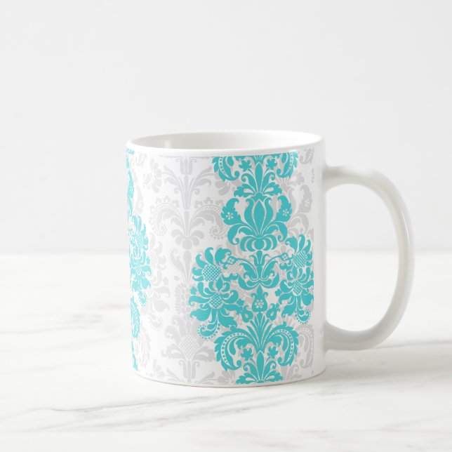 Mug Damas florales Vintages bleues et blanches (Droite)