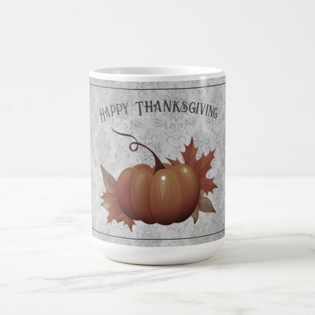 Mug Damask, Citrouille de Thanksgiving | Gris (Centre)
