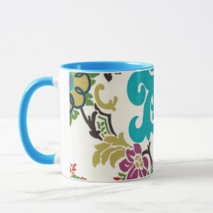Mug Damask Floral Patterns Plum Turquoise