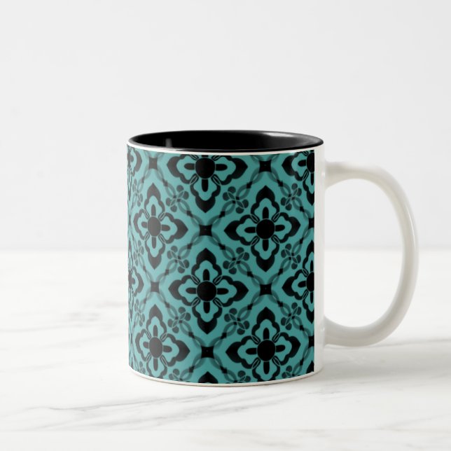 Mug Damask Simplement Éblouissant, Turquoise (Droit)