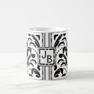Mug Damassé florale d'art déco d'initiales faites su