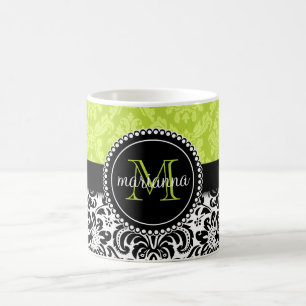 Mug Damassé noire verte élégante personnalisée