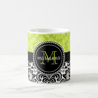 Mug Damassé noire verte élégante personnalisée
