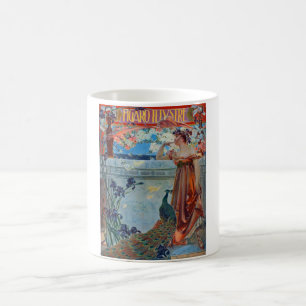 Mug Dame Art Nouveau avec Peacock