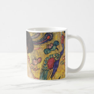 Mug Dame Art nouveau vintage avec peinture d'éventail