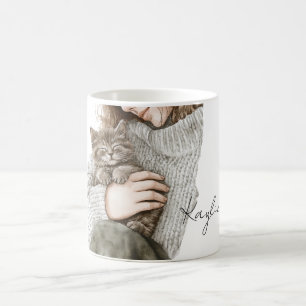 Mug Dame au chat gris