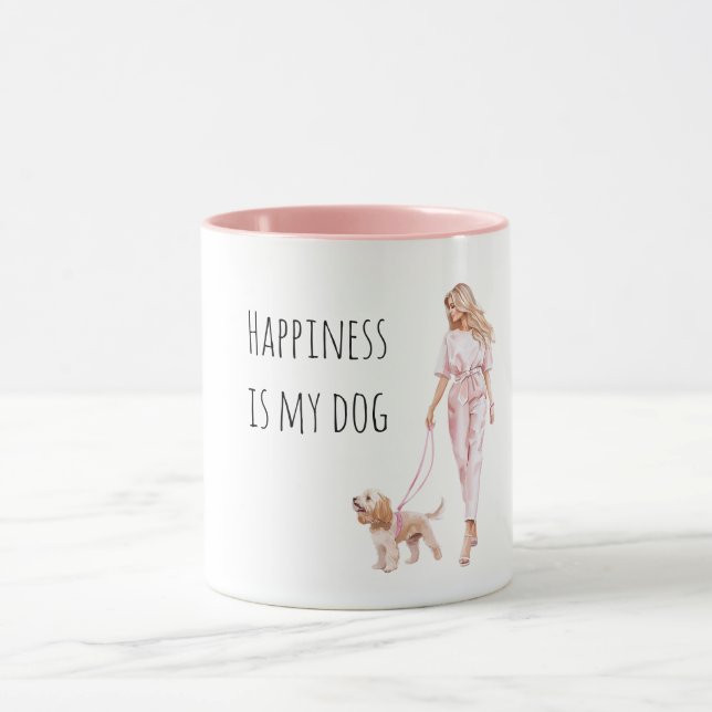 Mug Dame aux Cheveux Blonds Promenant Chien   (Centre)