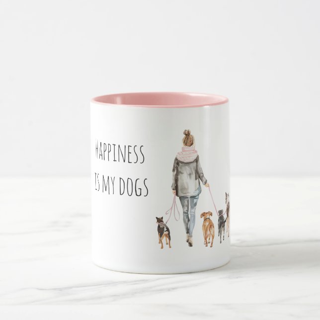 Mug Dame aux Cheveux Blonds Promenant des Chiens   (Centre)