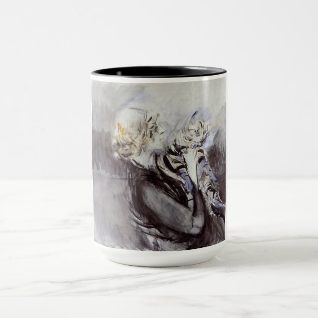 Mug Dame avec un chat gris (par Giovanni Boldini) (Centre)