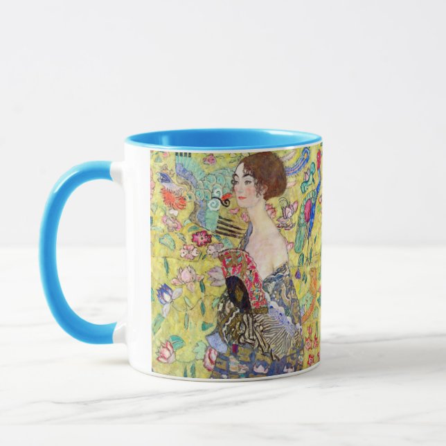 Mug Dame avec ventilateur par Gustav Klimt, Japonisme  (Gauche)