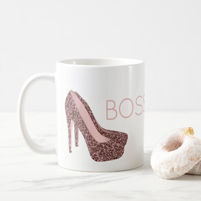 Mug Dame Chic Boss| Chaussures Roses à Parties scintil (Avec donut)