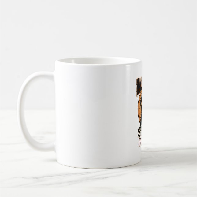 Mug Dame de chat effrayante Halloween Sorcière Web Vin (Gauche)