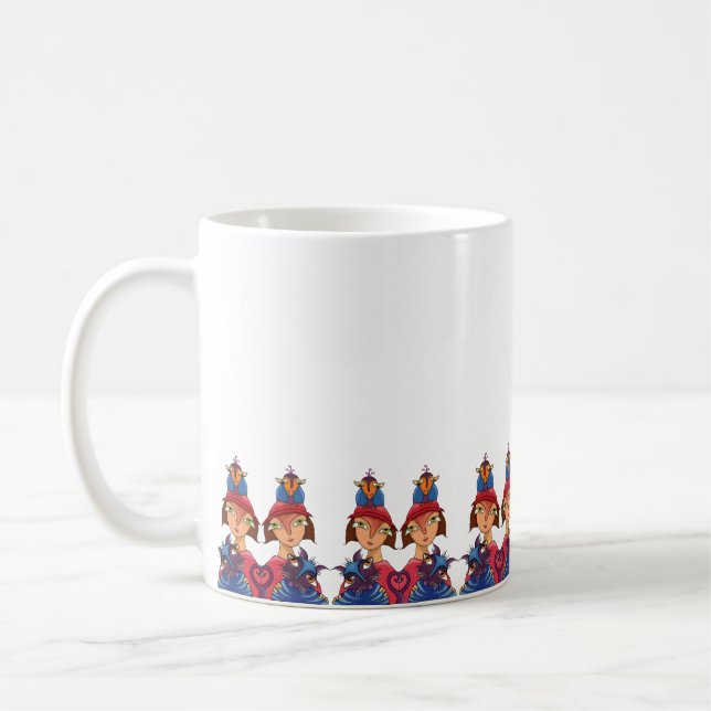 Mug Dame de chat oiseau fou (Gauche)