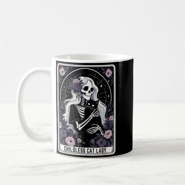 Mug Dame de chat sans enfants Carte de tarot de squele (Gauche)
