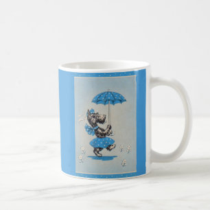 Mug Dame de chien écossaise portant un parapluie