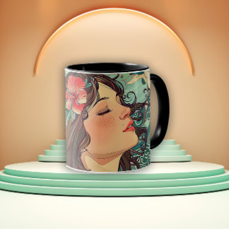 Mug Dame de l'Art Nouveau Hibiscus