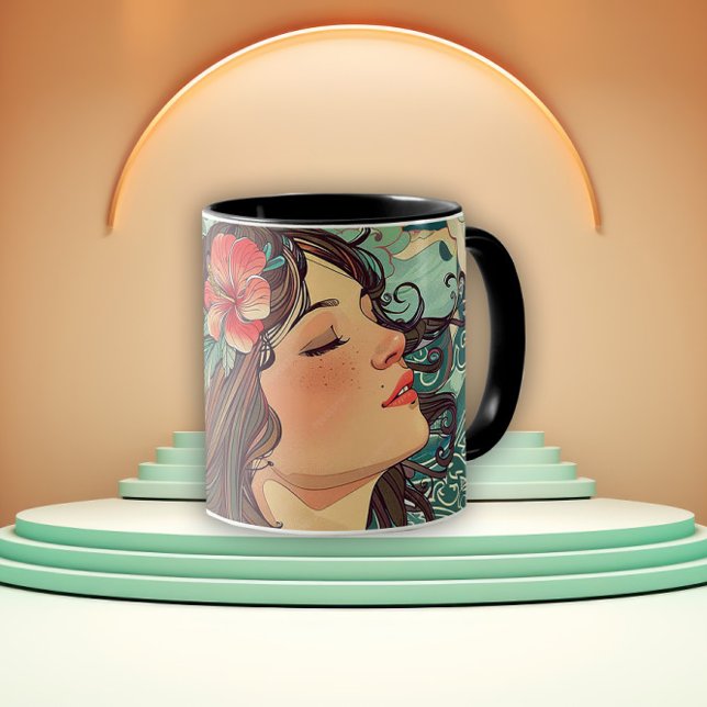 Mug Dame de l'Art Nouveau Hibiscus (Créateur téléchargé)