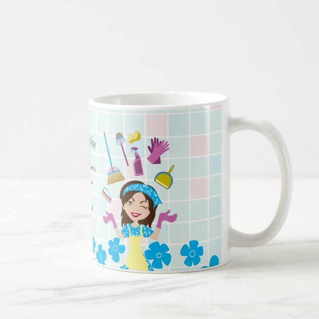 Mug Dame de maison dessin animé service de nettoyage (Droite)