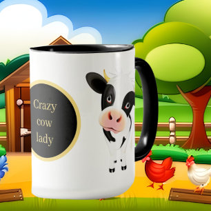 Mug dame de vache folle ajouter du texte