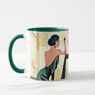 Mug Dame déco dans l'art moderne vert