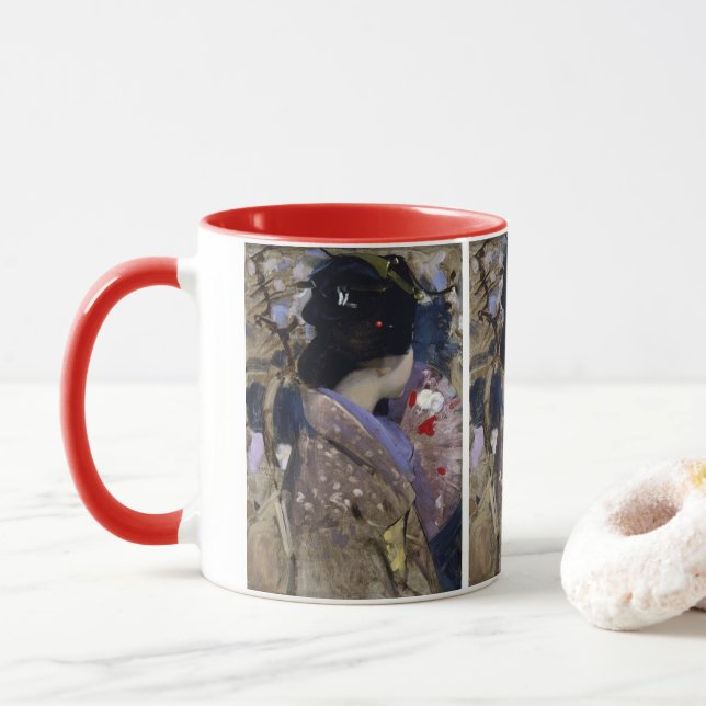 Mug Dame japonaise avec un éventail par George Henry (Avec donut)