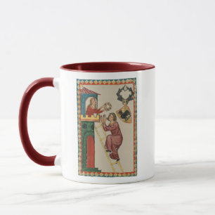 Mug Dame offrant un cadeau à un prétendant, 14e siècle
