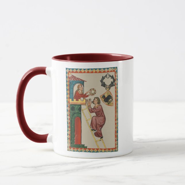 Mug Dame offrant un cadeau à un prétendant, 14e siècle (Gauche)