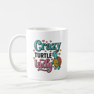 Mug Dame Tortue Folle Dessin de Gravure Vintage_1
