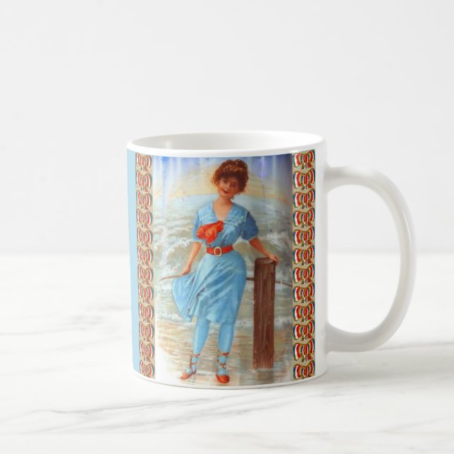 Mug Dame victorienne des années 1890 sur la plage (Droite)