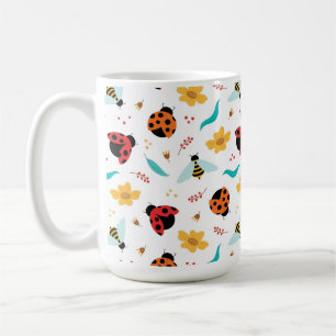 Mug Dames-colorées et abeilles sur un motif floral