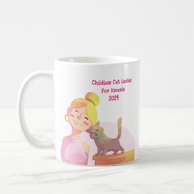 Mug Dames de chats mignonnes sans enfants pour Kamala (Gauche)