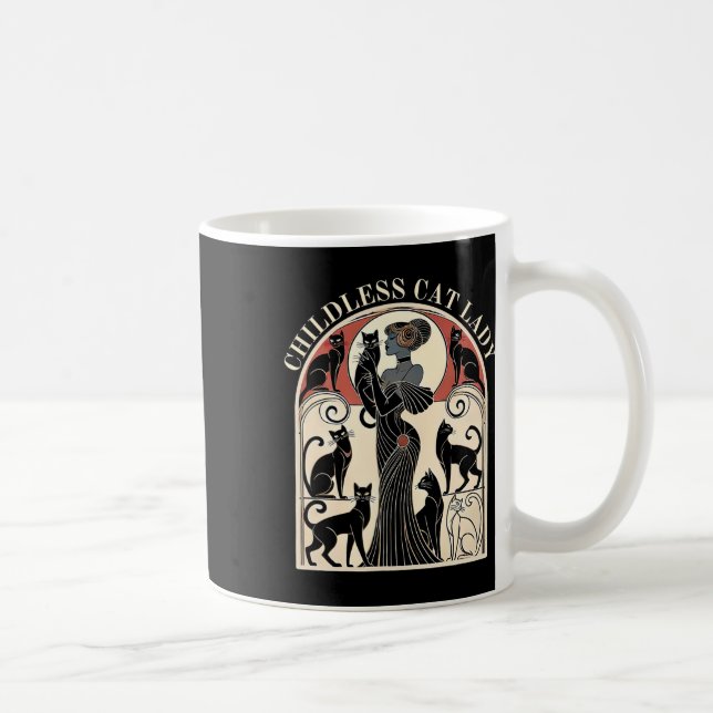 Mug Dames de chats sans enfants Karma de chat Rétro Dr (Droite)