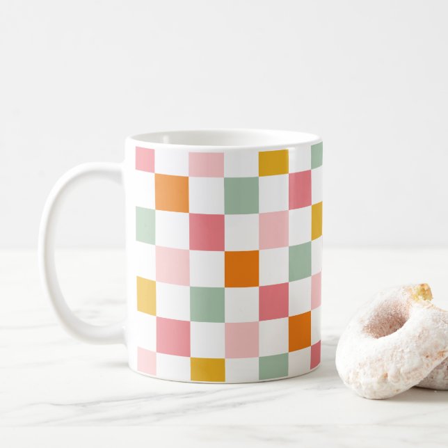 Mug Damier Coloré (Avec donut)