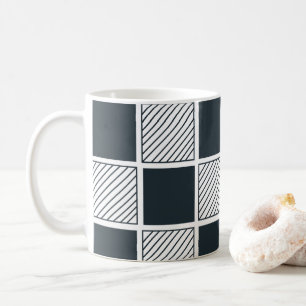 Mug Damier Cool Black et White Navy Blue 