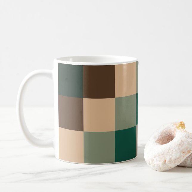 Mug Damier de Contrôles de Couleur Moderne (Avec donut)