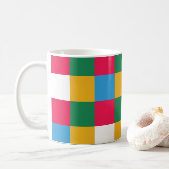 Mug Damier de fête coloré (Avec donut)